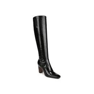 Franco Sarto Bowman Wide Calf Square Toe Kn Black Faux Leather 10M